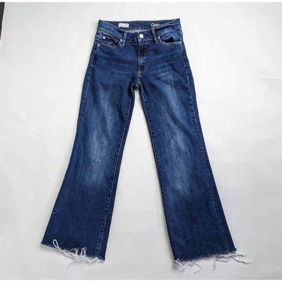 Gap Jeans 1969 Authentic Flare Women's 26R* Blue Denim Raw Hem Dazed Low Stretch - Picture 1 of 12